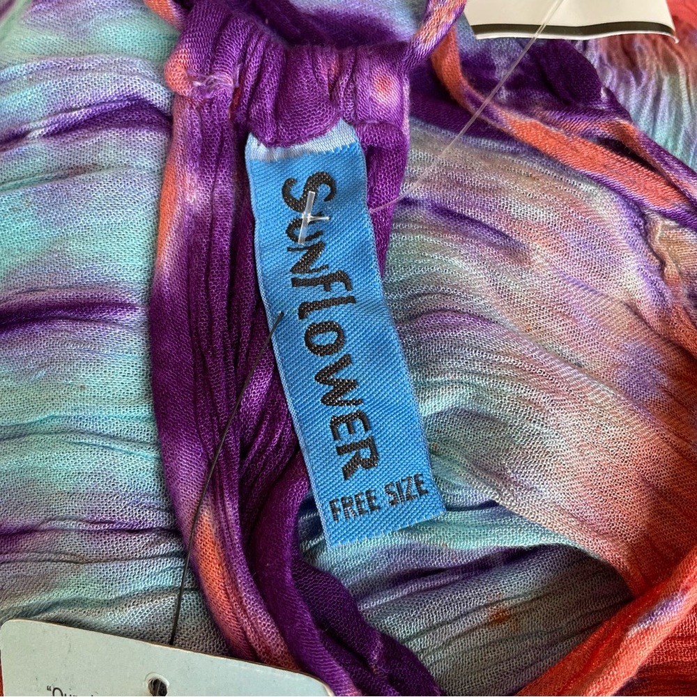 Sunflower Tie-Dye Hippie Maxi Dress in Purple Blue Rusty Orange Resort wear - OS - Picture 8 of 10